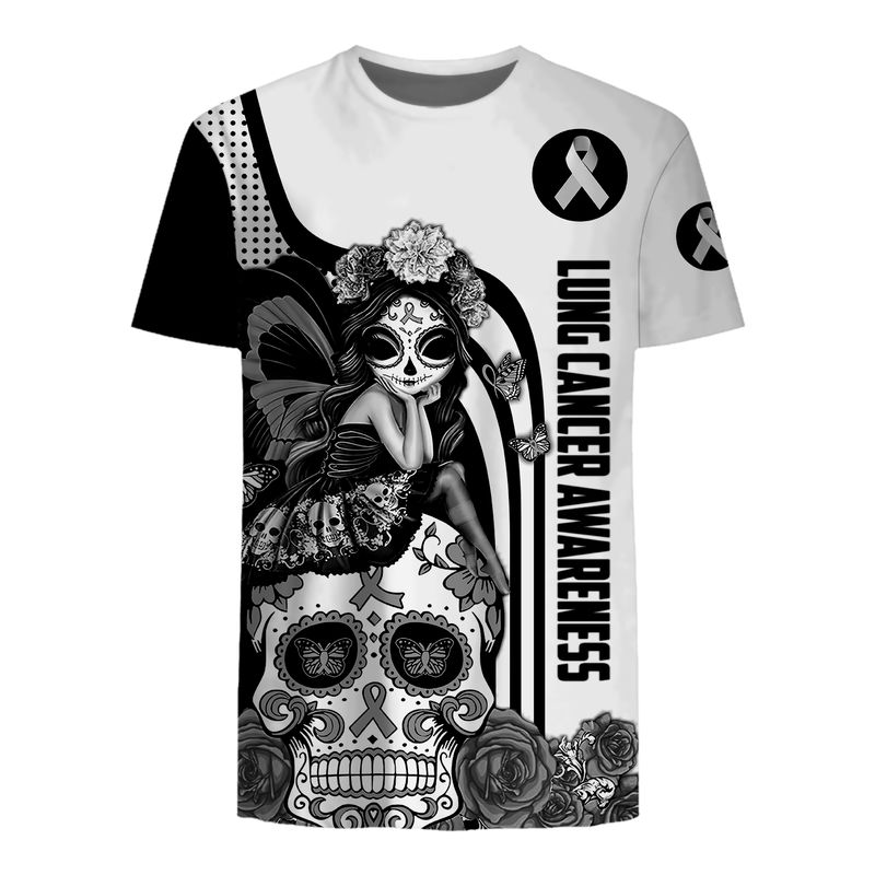 Lung Cancer Awareness Sugar Skull Fairy 3d shirt, hoodie 1 Lung Cancer Awareness Sugar Skull Fairy 3d shirt hoodie 5