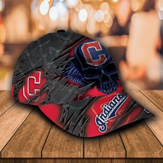 MLB Cleveland Indians Skull Custom name cap1