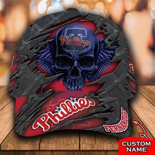 MLB Philadelphia Phillies Skull Custom name cap