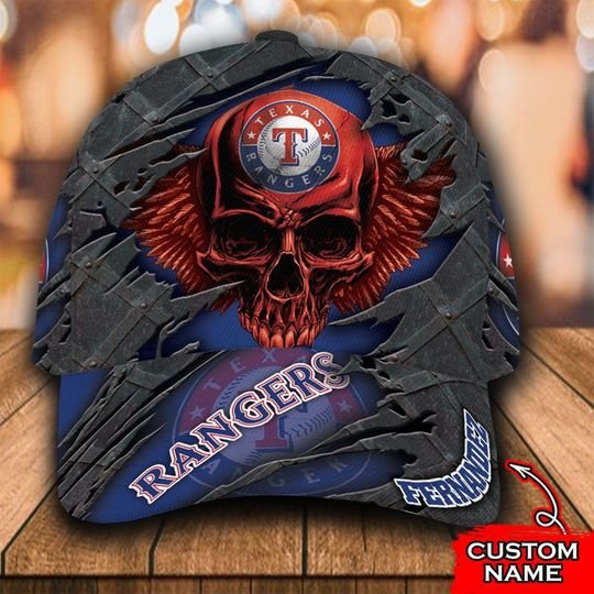 MLB Texas Rangers Skull Custom name cap