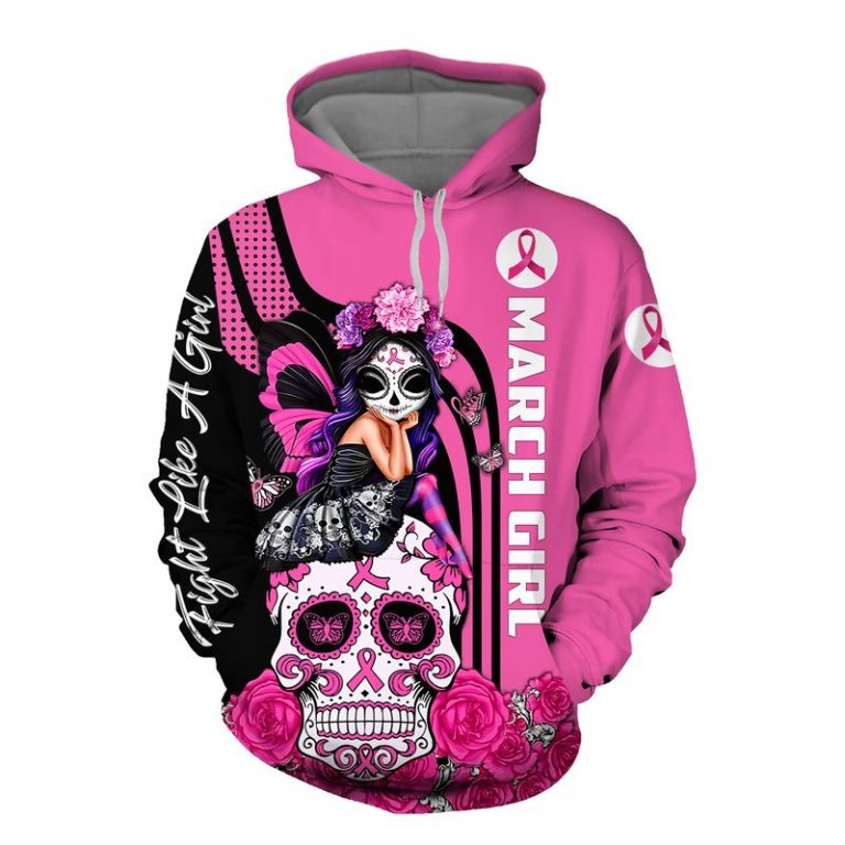 March Sugar Skull Fairy Fight Like A Girl Breast Cancer Awareness 3d shirt, hoodie (1) March Sugar Skull Fairy Fight Like A Girl Breast Cancer Awareness 3d shirt hoodie 1