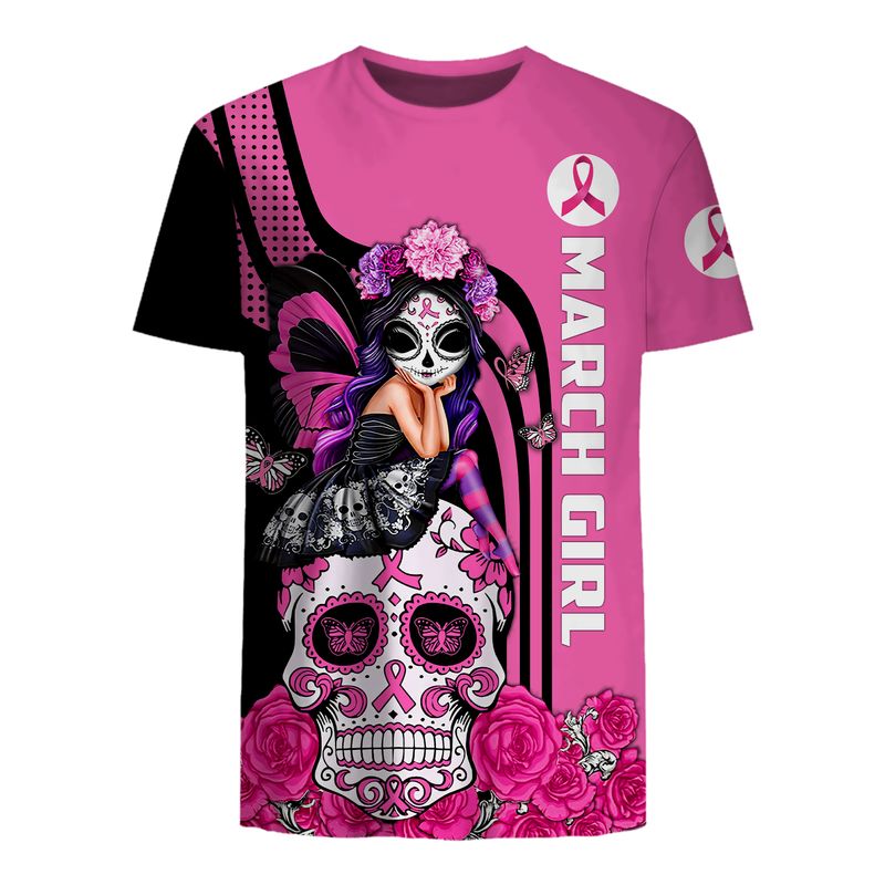 March Sugar Skull Fairy Fight Like A Girl Breast Cancer Awareness 3d shirt, hoodie 6 March Sugar Skull Fairy Fight Like A Girl Breast Cancer Awareness 3d shirt hoodie 7