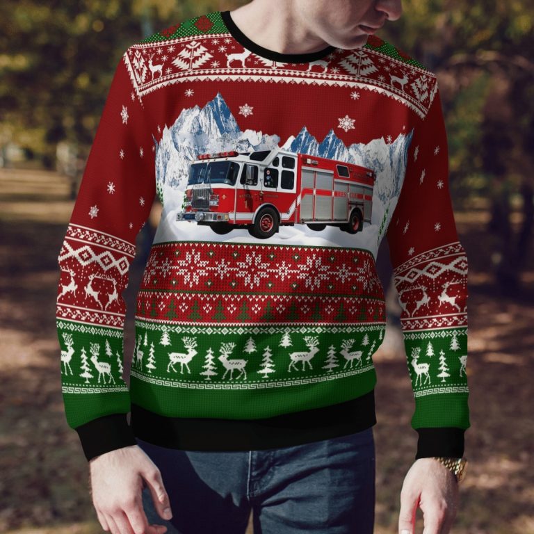 Massachusetts Worcester Fire Department Christmas sweater sweatshirt 1