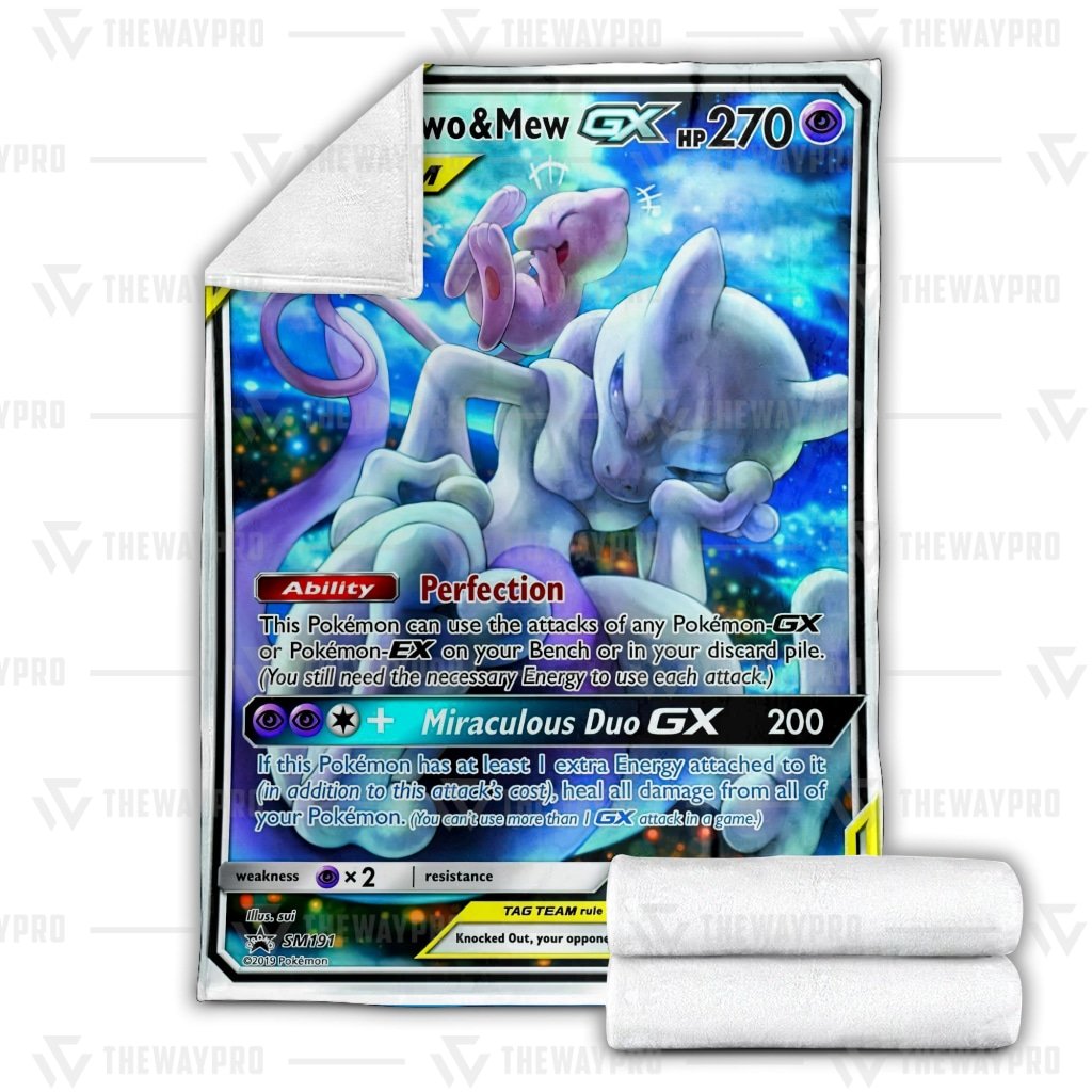 Mewtwo and Mew Pokemon fleece blanket, rug 6 Mewtwo and Mew Pokemon fleece blanket 1
