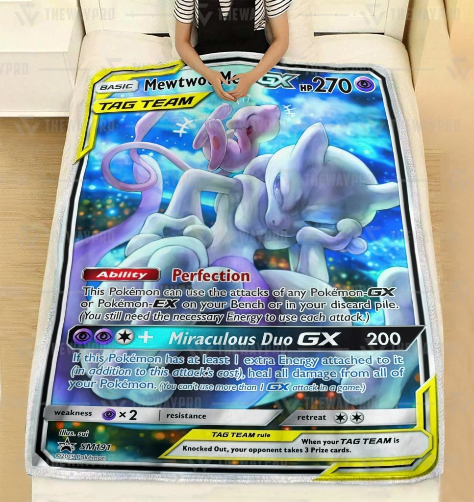 Mewtwo and Mew Pokemon fleece blanket 2