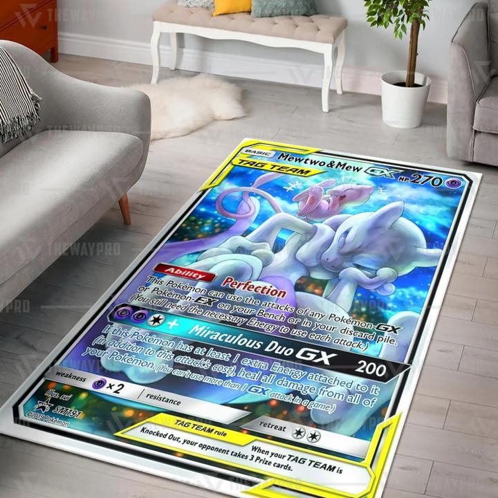Mewtwo and Mew Pokemon fleece blanket, rug 4 Mewtwo and Mew Pokemon fleece blanket rug 1