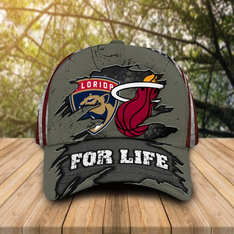 Miami Heat Florida Panthers For Life Cap Hat Miami Heat Florida Panthers for life cap hat