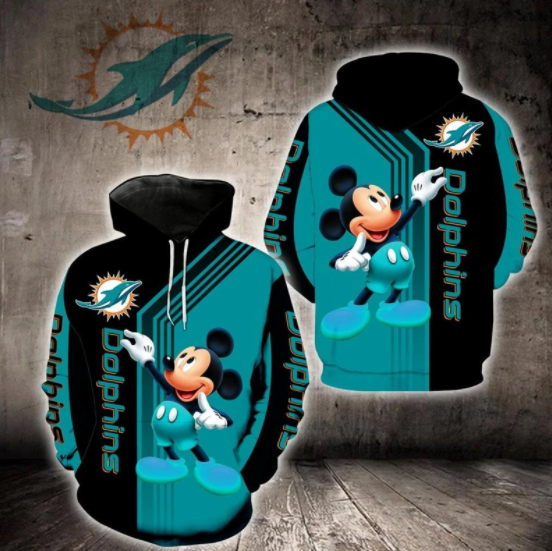 Miami dolphins mouse hoodie 3d sweatshirt pullover2