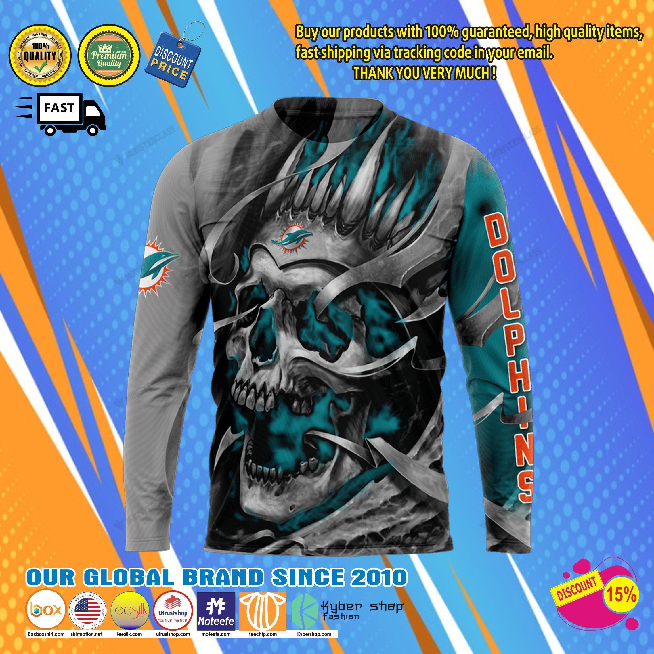 Miami dolphins skull jersey hoodie 5 Miami dolphins skull jersey hoodie8