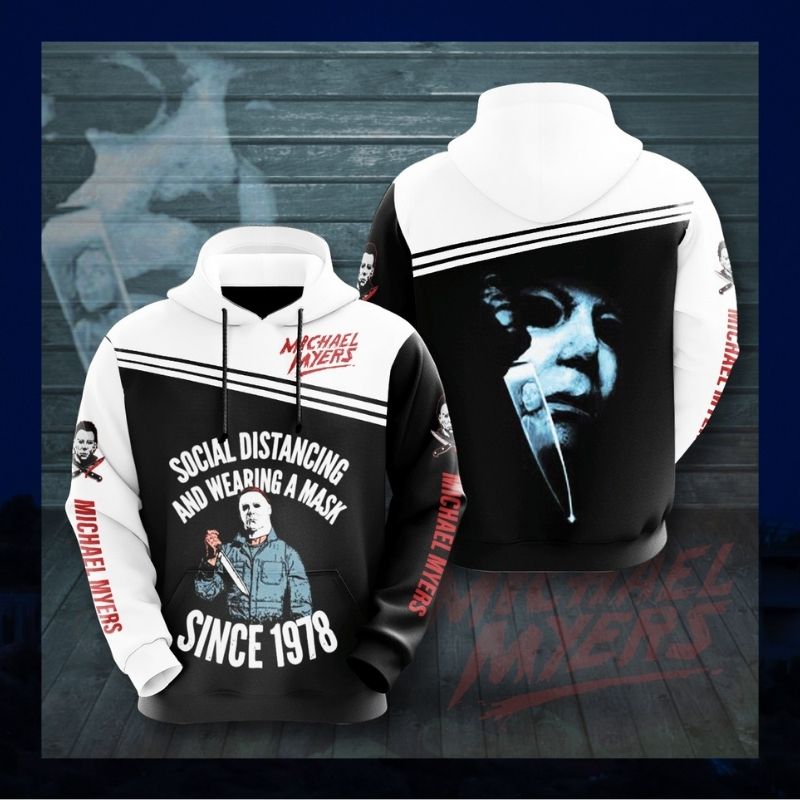 Michael Myers Social distancing and wearing a mask since 1978 3d hoodie 2 Michael Myers Social distancing and wearing a mask since 1978 3d hoodie 3