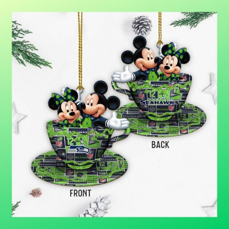 Mickey mouse minnie mouse Seattle Seahawks ornament 2