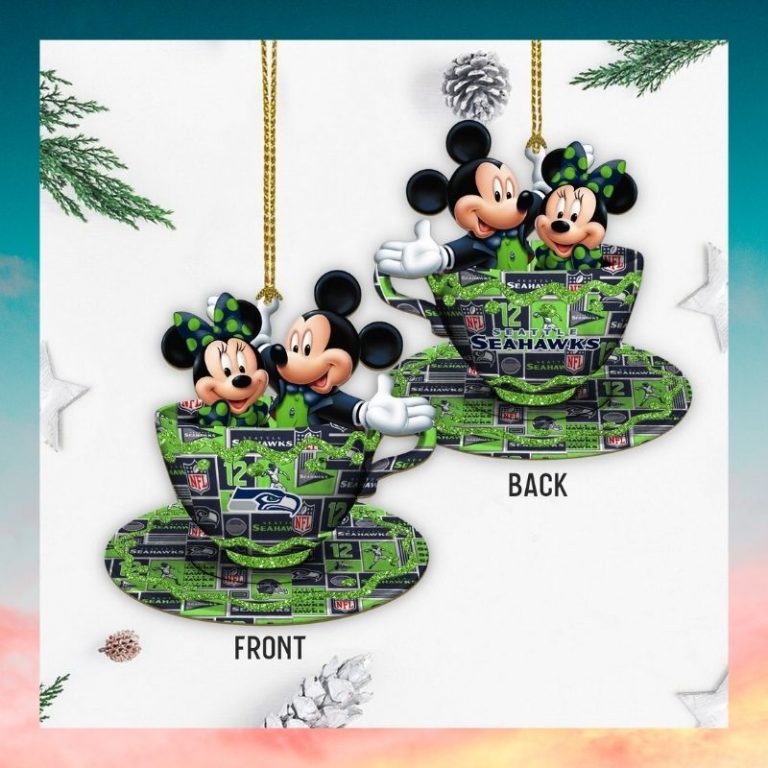 Mickey mouse minnie mouse Seattle Seahawks ornament 3