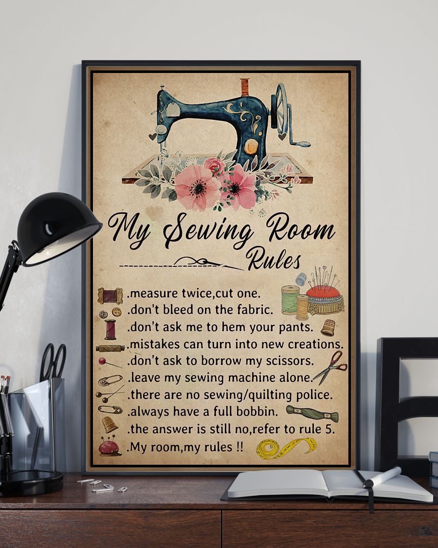 My Sewing Room Rules measure twice cut one poster, canvas 2 My Sewing Room Rules measure twice cut one poster canvas 1