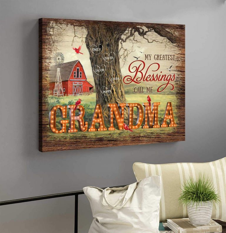 My greatest blessings call me Grandma custom name canvas 1