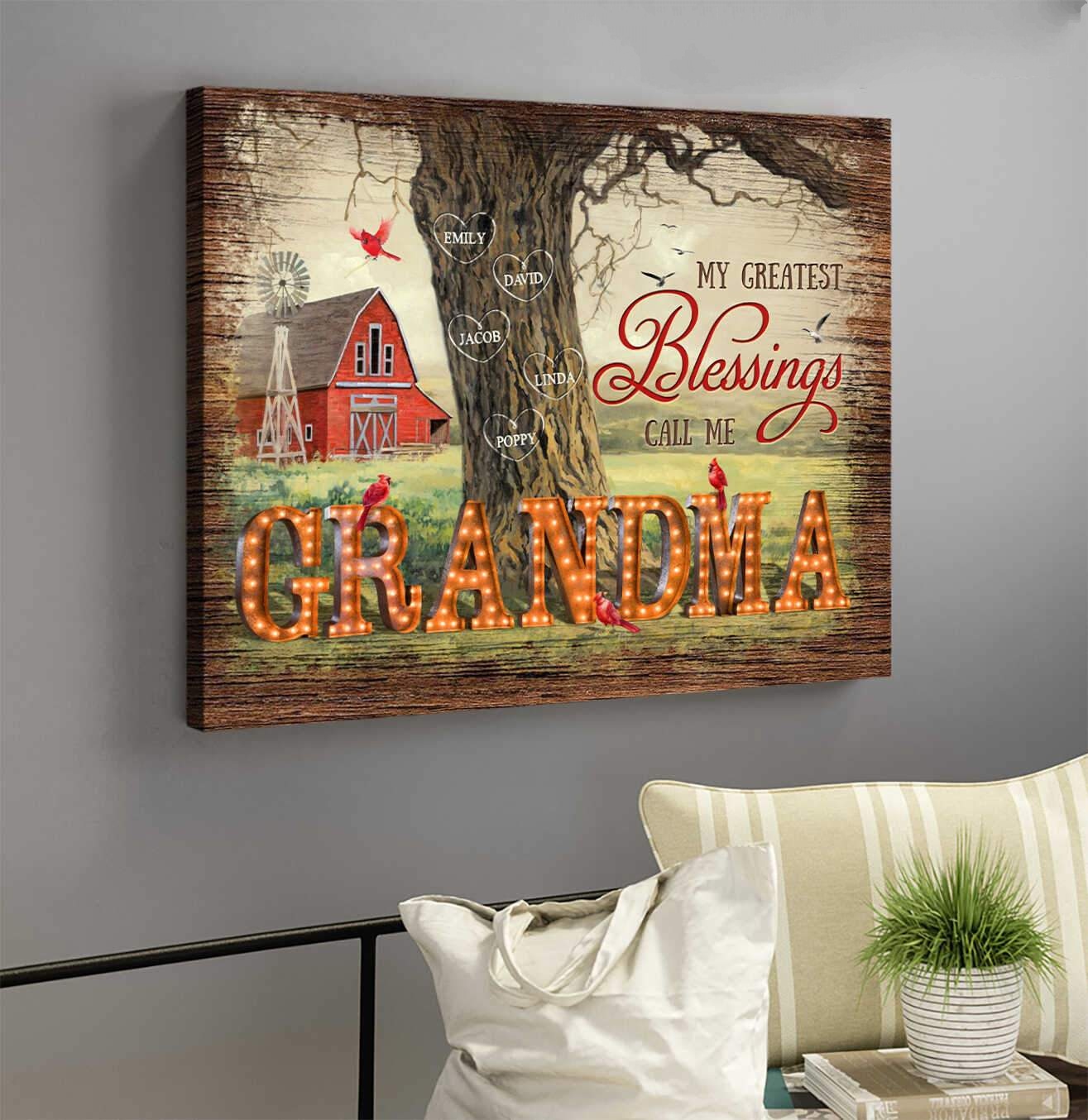 My greatest blessings call me Grandma custom name canvas 1