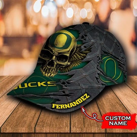 NCAA1 Oregon Ducks Skull Custom name cap2