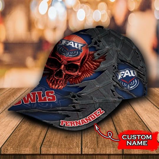 NCAA3 Folorida Arlantic Owls Skull Custom name cap2