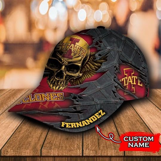 NCAA3 Iowa State Cyclones Skull Custom name cap2