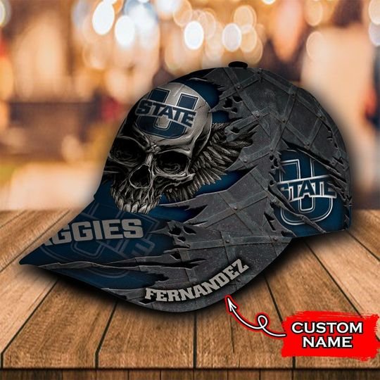 NCAA3 Utah State Aggies Skull Custom name cap2