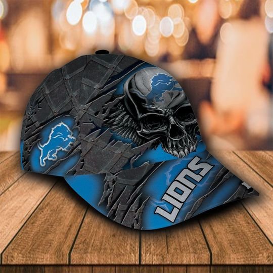 NFL Detroit lions classic skull custom name cap 1