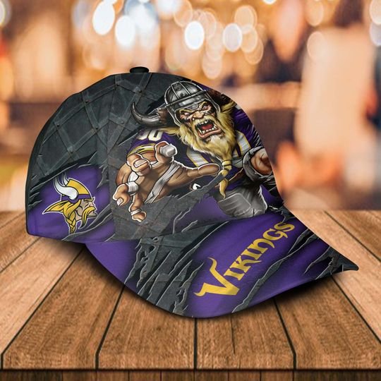 NFL Minnesota vikings 3d mascot classic custom name cap hat1