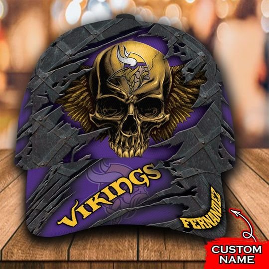 NFL Minnesota vikings classic skull custom name cap