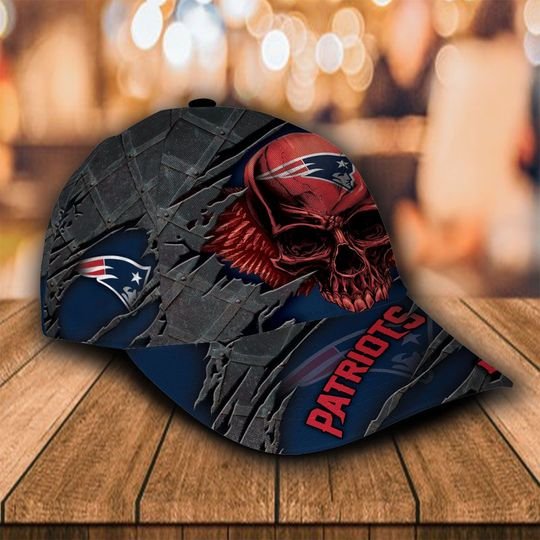 NFL New england patriots classic skull custom name cap1