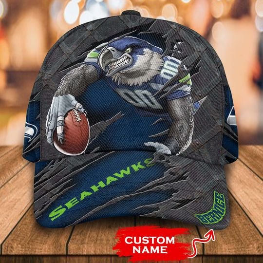 NFL Seattle seahawks 3d mascost classic custom name cap