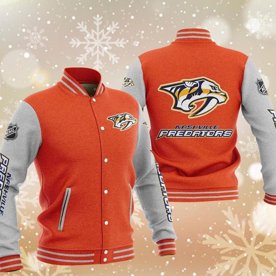 Nashville Predators Varsity Baseball Jacket3