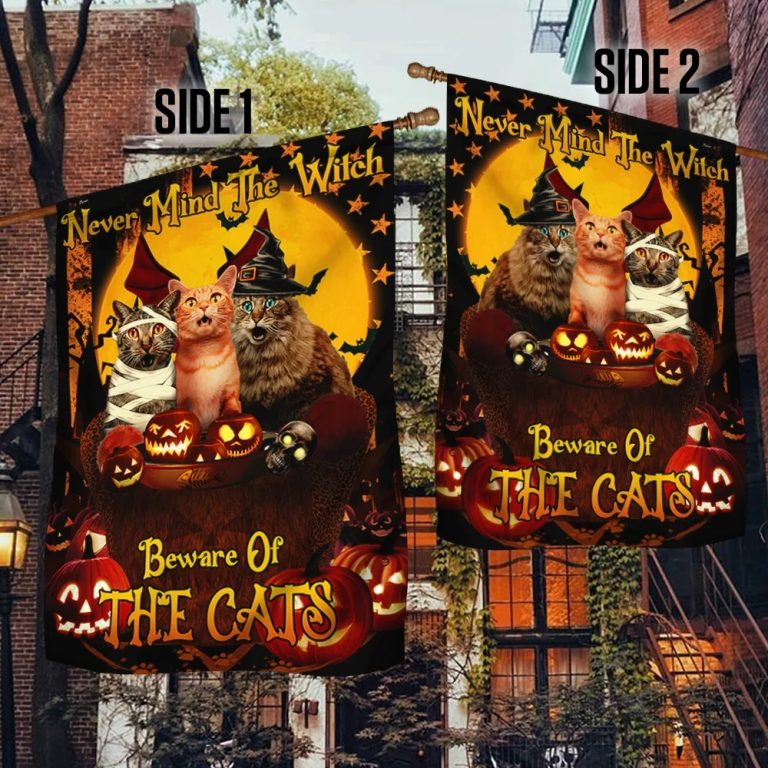 Never Mind The Witch Beware Of The Cats Halloween flag 2