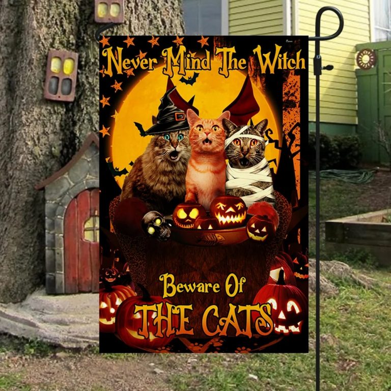 Never Mind The Witch Beware Of The Cats Halloween flag 3