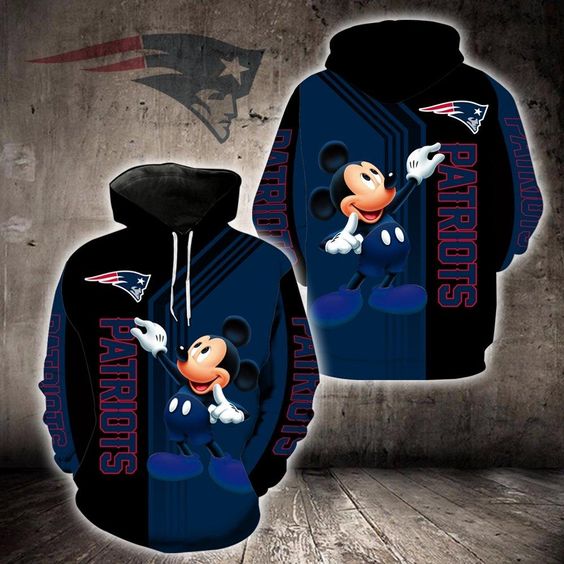 New England Patriots Mickey Mouse 3D Hoodie2