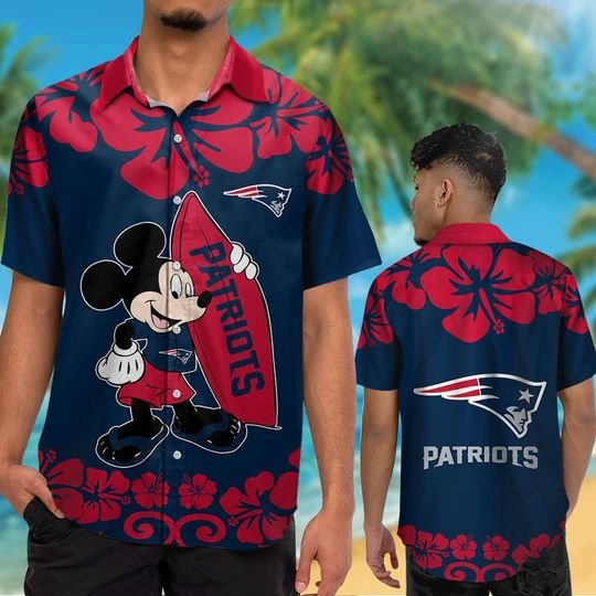 New England Patriots Mickey Mouse Hawaiian ShirtShort
