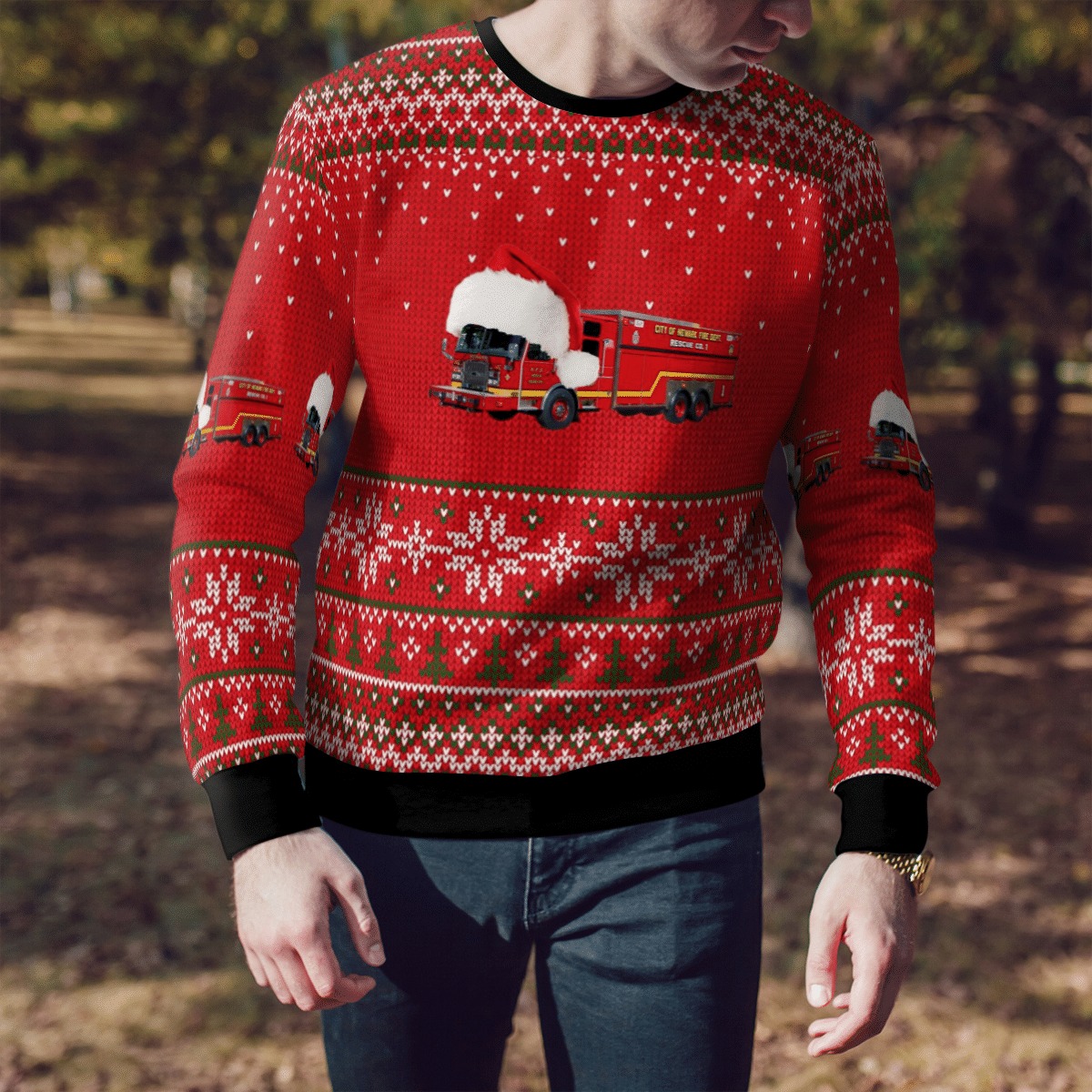 New Jersey Newark Fire Department Christmas sweater, sweatshirt 3 New Jersey Newark Fire Department Christmas sweater sweatshirt 2
