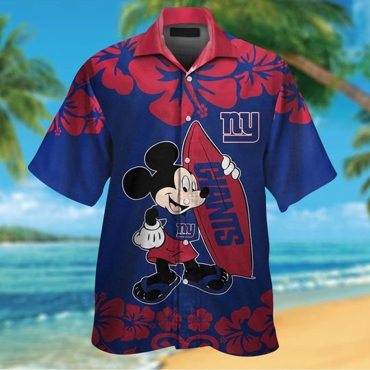 New York Giants Mickey Mouse Hawaiian ShirtShort1