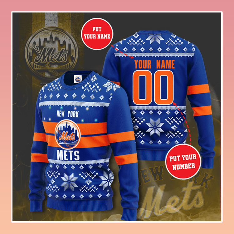 New York Mets Custom Name Christmas Sweater 4 New York Mets Custom Name Christmas Sweater2