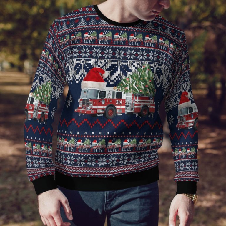 New York Yonkers Fire Department Christmas sweater sweatshirt 1