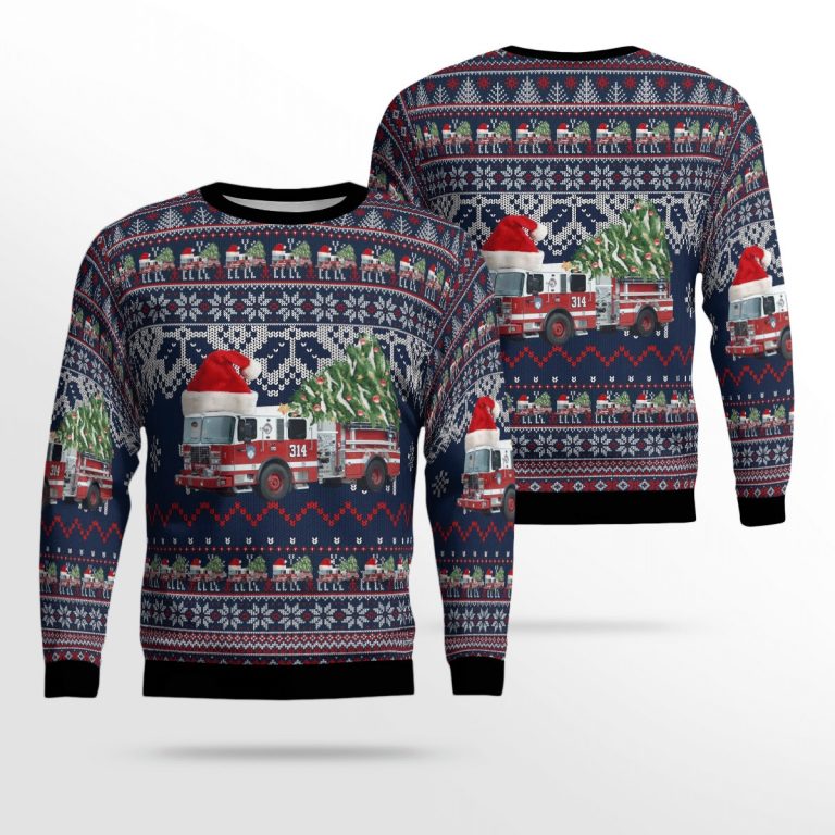 New York Yonkers Fire Department Christmas sweater sweatshirt
