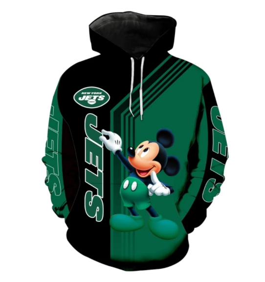 New york jets mouse hoodie 3d sweatshirt pullover