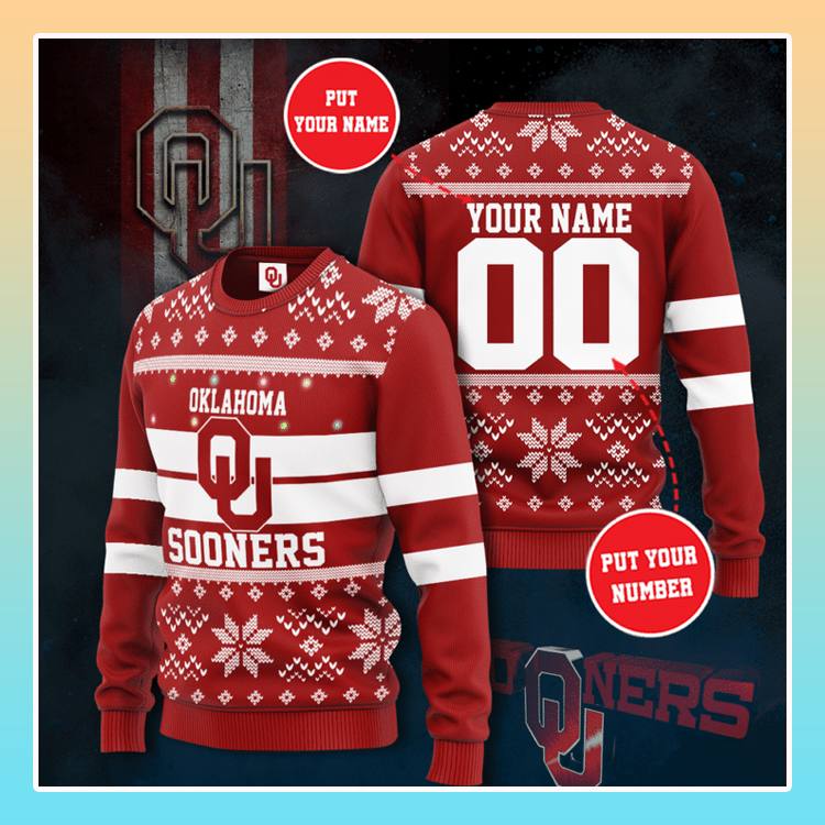 Oklahoma Sooners Custom Name Christmas Sweater 3 Oklahoma Sooners Custom Name Christmas Sweater3