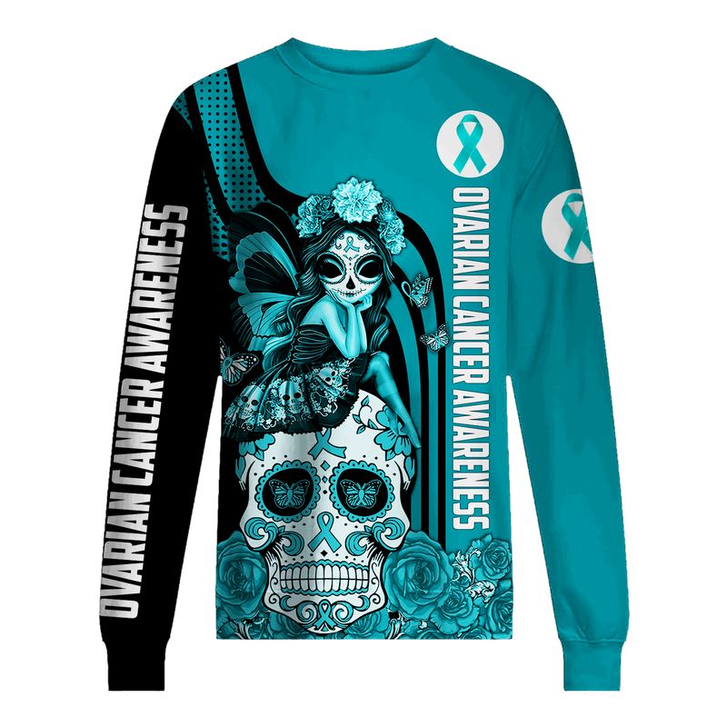Ovarian Cancer Awareness Sugar Skull Fairy 3d shirt, hoodie 16 Ovarian Cancer Awareness Sugar Skull Fairy 3d shirt hoodie 3