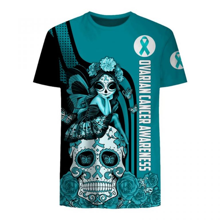Ovarian Cancer Awareness Sugar Skull Fairy 3d shirt, hoodie (5) Ovarian Cancer Awareness Sugar Skull Fairy 3d shirt hoodie 5