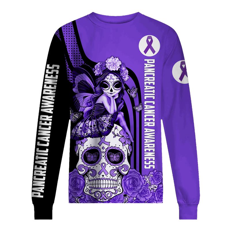Pancreatic Cancer Awareness Sugar Skull Fairy 3d shirt, hoodie 2 Pancreatic Cancer Awareness Sugar Skull Fairy 3d shirt hoodie 3