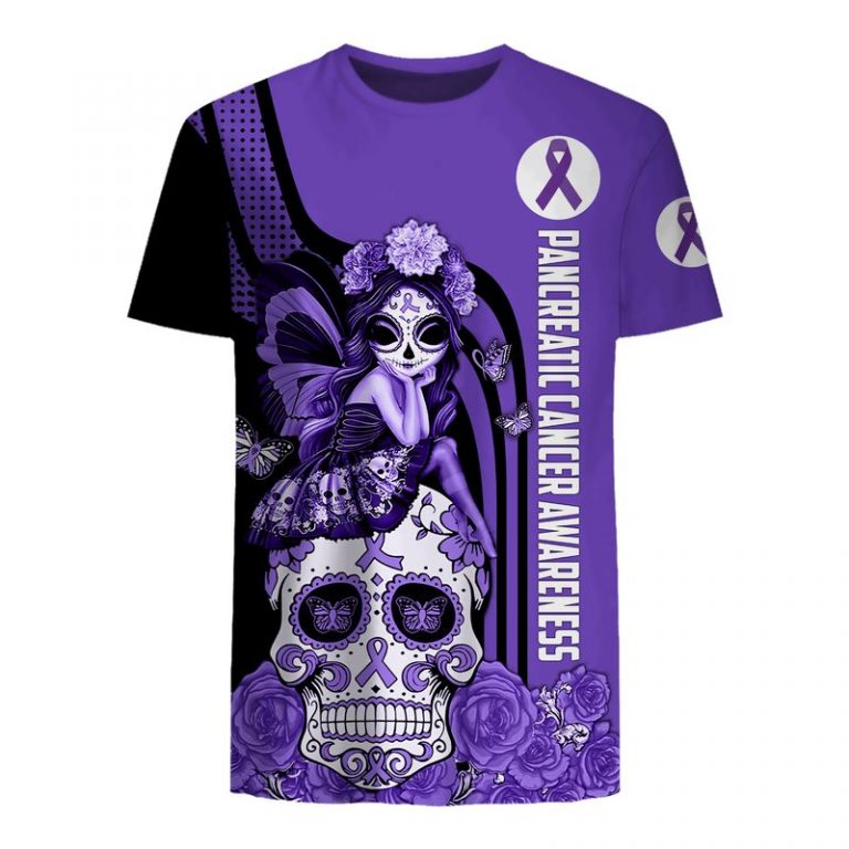 Pancreatic Cancer Awareness Sugar Skull Fairy 3d shirt, hoodie (5) Pancreatic Cancer Awareness Sugar Skull Fairy 3d shirt hoodie 5