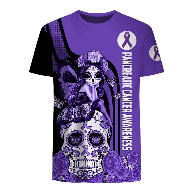Pancreatic Cancer Awareness Sugar Skull Fairy 3d shirt, hoodie 4 Pancreatic Cancer Awareness Sugar Skull Fairy 3d shirt hoodie 5