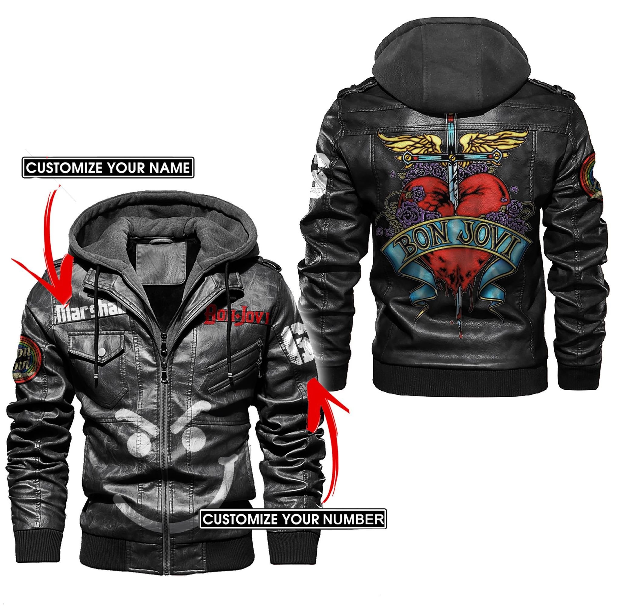 Personalized Bon Jovi custom leather jacket 1
