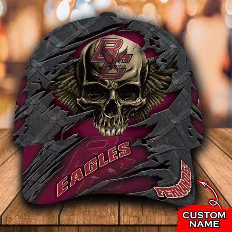 Personalized Boston College Eagles skull custom cap 1