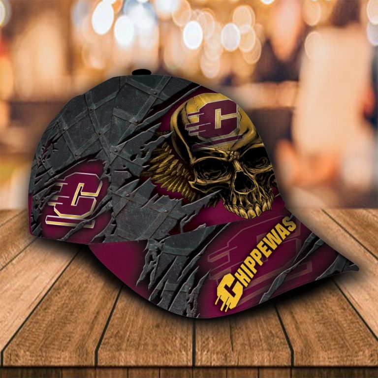 Personalized Central Michigan Chippewas Skull Custom Cap Hat 2