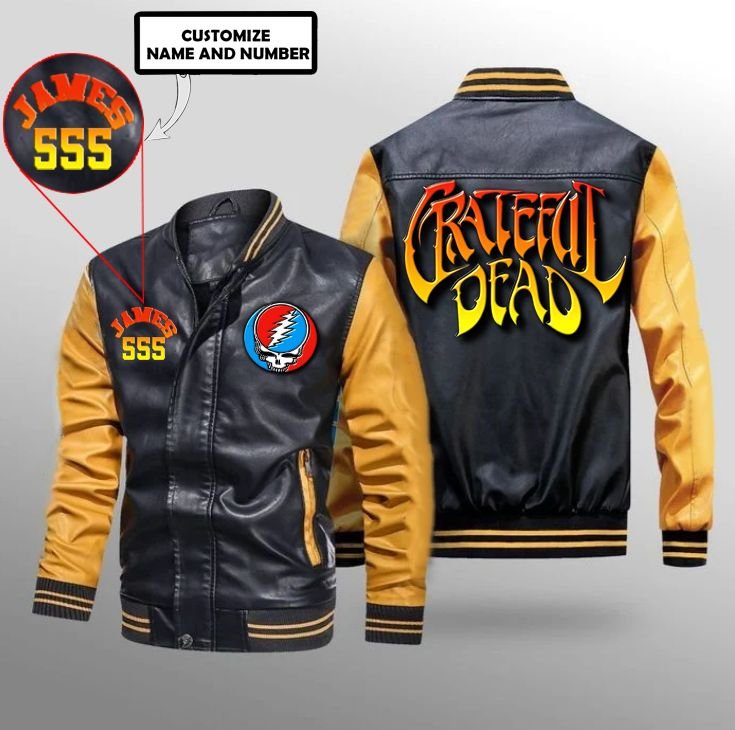 Personalized Grateful Dead custom bomber leather jacket 5