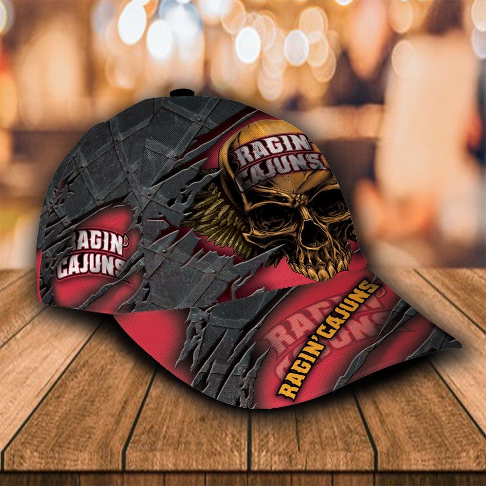 Personalized Louisiana Ragin Cajuns skull custom cap 2